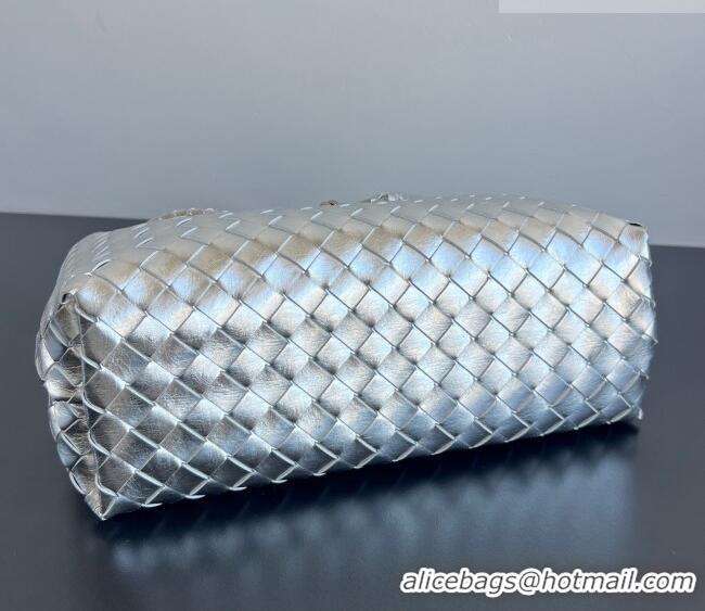 Well Crafted Bottega Veneta Medium Andiamo Top Handle Bag in Intrecciato Leather 743572 Silver-Tone 2026