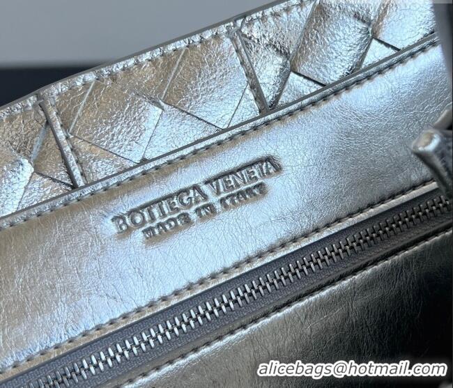 Well Crafted Bottega Veneta Medium Andiamo Top Handle Bag in Intrecciato Leather 743572 Silver-Tone 2026