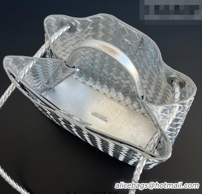 Well Crafted Bottega Veneta Medium Andiamo Top Handle Bag in Intrecciato Leather 743572 Silver-Tone 2026