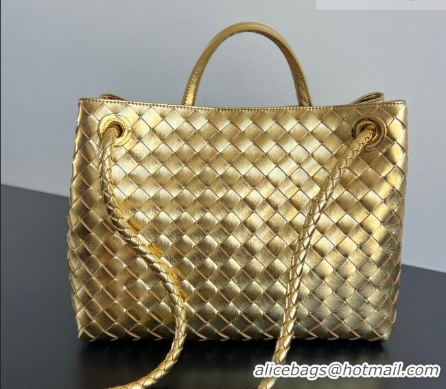 Affordable Price Bottega Veneta Medium Andiamo Top Handle Bag in Intrecciato Leather 743572 Gold-Tone 2026