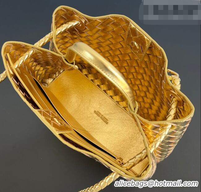 Affordable Price Bottega Veneta Medium Andiamo Top Handle Bag in Intrecciato Leather 743572 Gold-Tone 2026