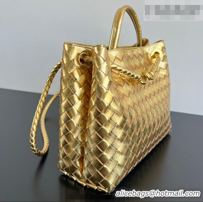Affordable Price Bottega Veneta Medium Andiamo Top Handle Bag in Intrecciato Leather 743572 Gold-Tone 2026