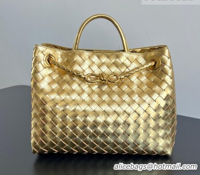 Affordable Price Bottega Veneta Medium Andiamo Top Handle Bag in Intrecciato Leather 743572 Gold-Tone 2026