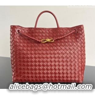 Best Design Bottega Veneta Large Andiamo Top Handle Bag in Intrecciato Leather 743575 Sapele Red 2026