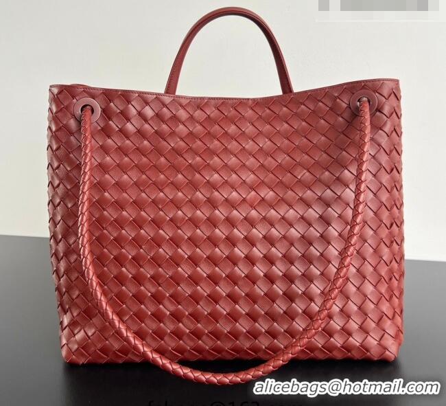 Best Design Bottega Veneta Large Andiamo Top Handle Bag in Intrecciato Leather 743575 Sapele Red 2026