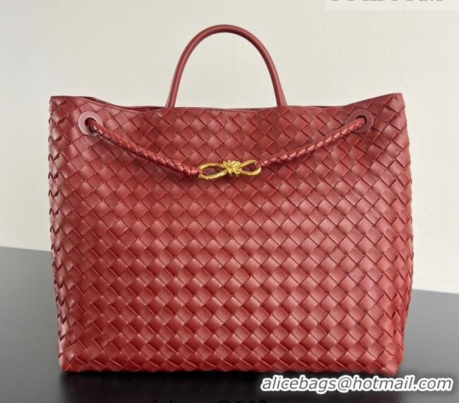 Best Design Bottega Veneta Large Andiamo Top Handle Bag in Intrecciato Leather 743575 Sapele Red 2026