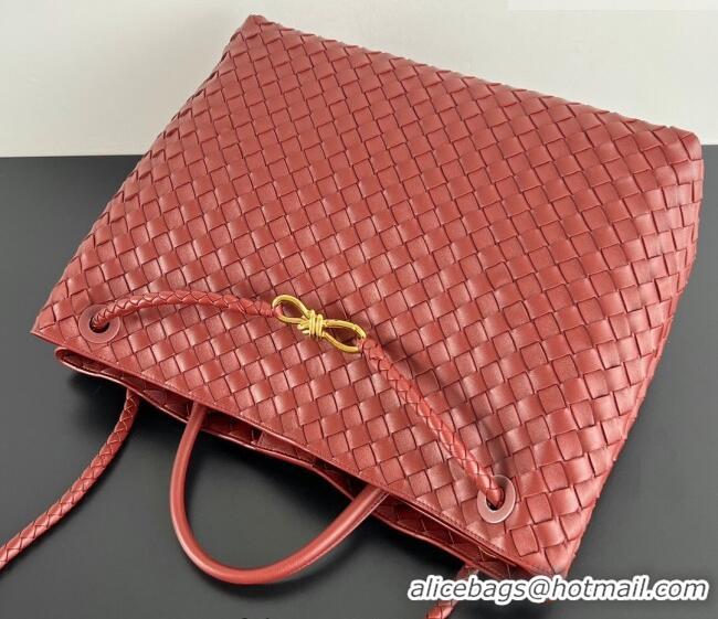 Best Design Bottega Veneta Large Andiamo Top Handle Bag in Intrecciato Leather 743575 Sapele Red 2026