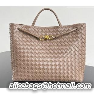 Top Grade Bottega Veneta Large Andiamo Top Handle Bag in Intrecciato Leather 743575 Taupe 2026