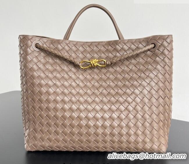 Top Grade Bottega Veneta Large Andiamo Top Handle Bag in Intrecciato Leather 743575 Taupe 2026