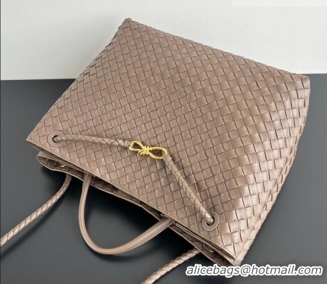 Top Grade Bottega Veneta Large Andiamo Top Handle Bag in Intrecciato Leather 743575 Taupe 2026