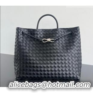 Top Quality Bottega Veneta Large Andiamo Top Handle Bag in Intrecciato Leather 743575 Black/Silver 2026