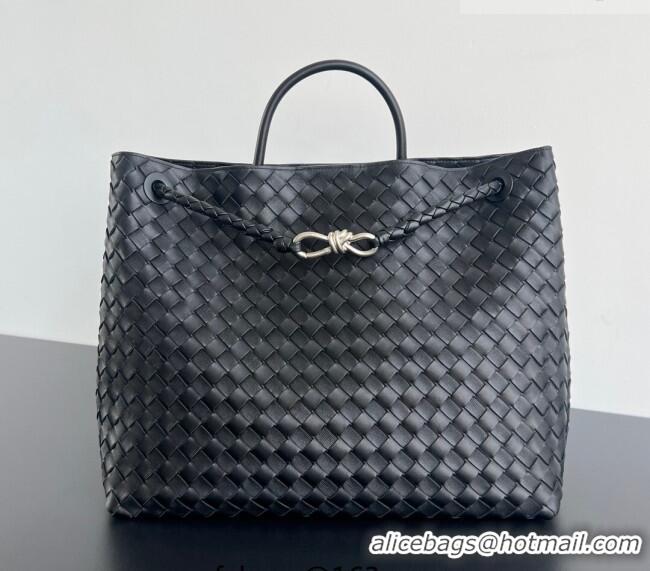 Top Quality Bottega Veneta Large Andiamo Top Handle Bag in Intrecciato Leather 743575 Black/Silver 2026