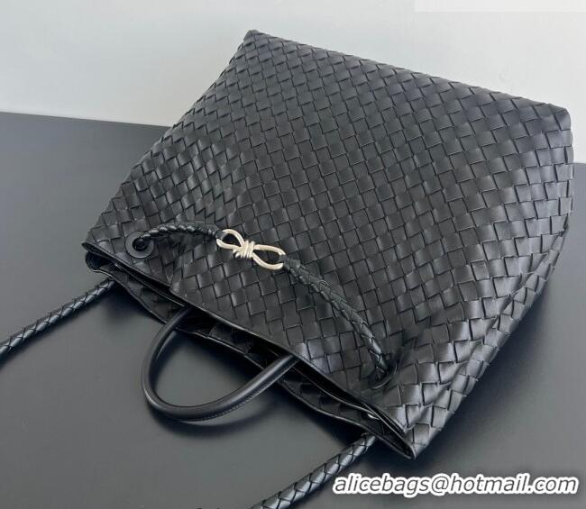 Top Quality Bottega Veneta Large Andiamo Top Handle Bag in Intrecciato Leather 743575 Black/Silver 2026
