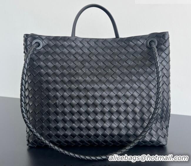 Top Quality Bottega Veneta Large Andiamo Top Handle Bag in Intrecciato Leather 743575 Black/Silver 2026