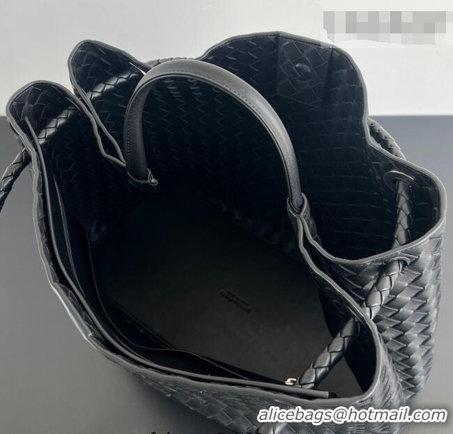 Top Quality Bottega Veneta Large Andiamo Top Handle Bag in Intrecciato Leather 743575 Black/Silver 2026