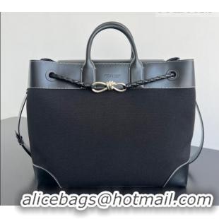 Original Cheap Bottega Veneta Mens Andiamo Voyager Tote Bag in Canvas and Leather 827066 Black 2026