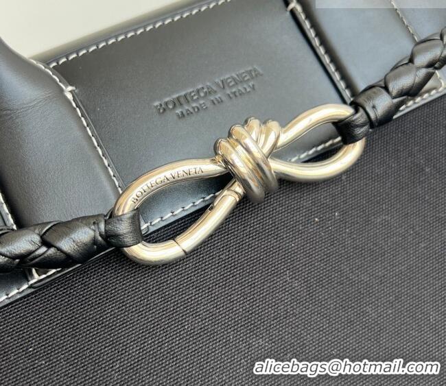 Original Cheap Bottega Veneta Mens Andiamo Voyager Tote Bag in Canvas and Leather 827066 Black 2026