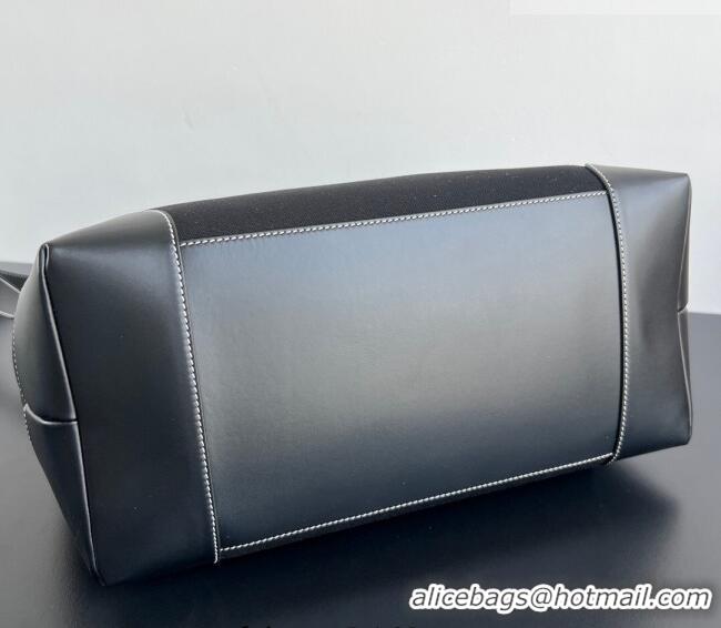 Original Cheap Bottega Veneta Mens Andiamo Voyager Tote Bag in Canvas and Leather 827066 Black 2026