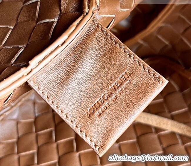 Promotional Bottega Veneta Large Campana Shoulder Bag in Intrecciato Suede 844250 Amber Brown 2025