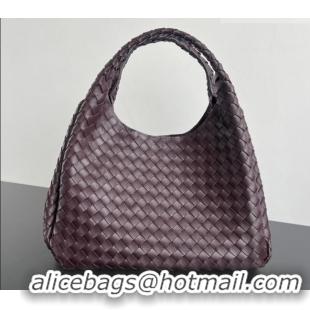 New Cheap Bottega Veneta Large Campana Shoulder Bag in Intrecciato Leather 844250 Dark Barolo Red 2025
