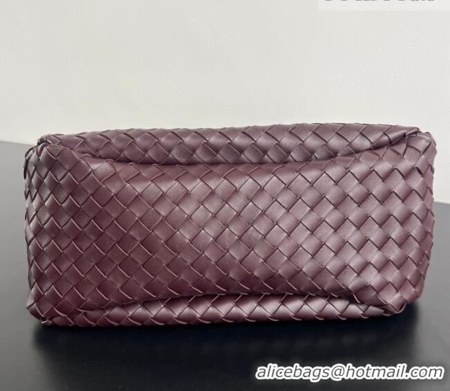 New Cheap Bottega Veneta Large Campana Shoulder Bag in Intrecciato Leather 844250 Dark Barolo Red 2025