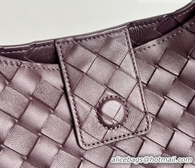 New Cheap Bottega Veneta Large Campana Shoulder Bag in Intrecciato Leather 844250 Dark Barolo Red 2025