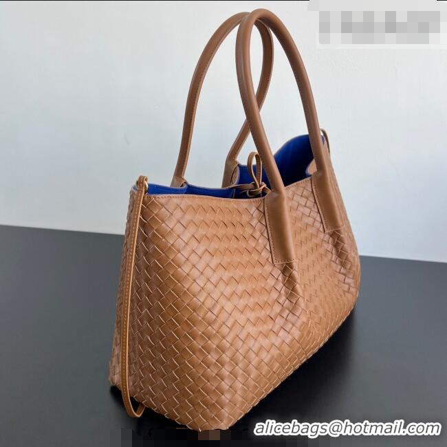 Top Quality Bottega Veneta Medium Pinacoteca Tote Bag in Intrecciato Leather 817166 Amber Brown/Blue Royal 2025