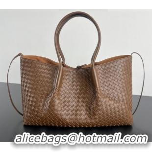 Top Quality Bottega Veneta Medium Pinacoteca Tote Bag in Intrecciato Leather 817166 Amber Brown/Yellow 2025