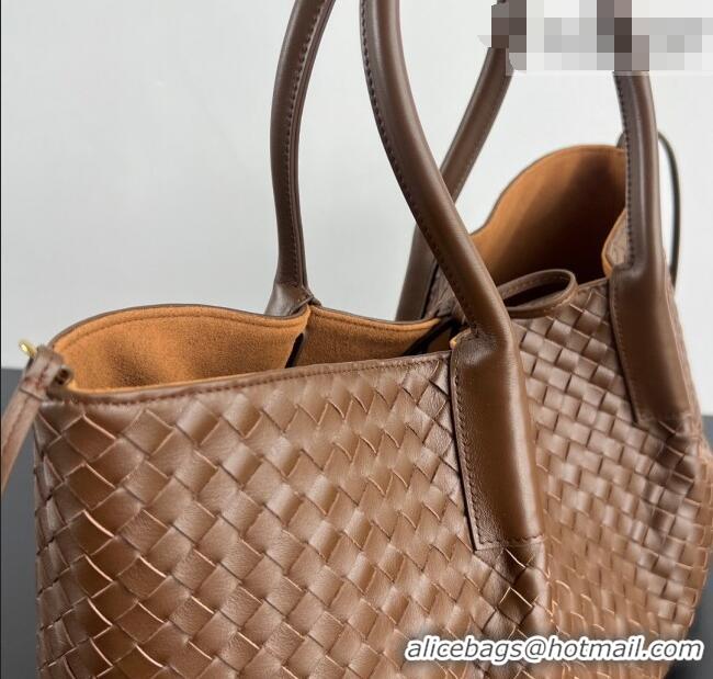 Top Quality Bottega Veneta Medium Pinacoteca Tote Bag in Intrecciato Leather 817166 Amber Brown/Yellow 2025