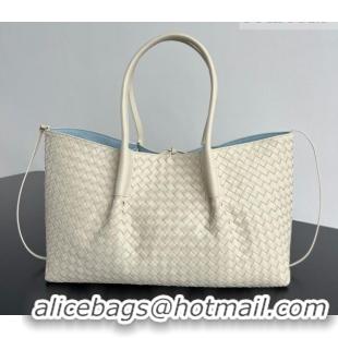 Modern Classic Bottega Veneta Medium Pinacoteca Tote Bag in Intrecciato Leather 817166 Sea Salt/Blue 2025