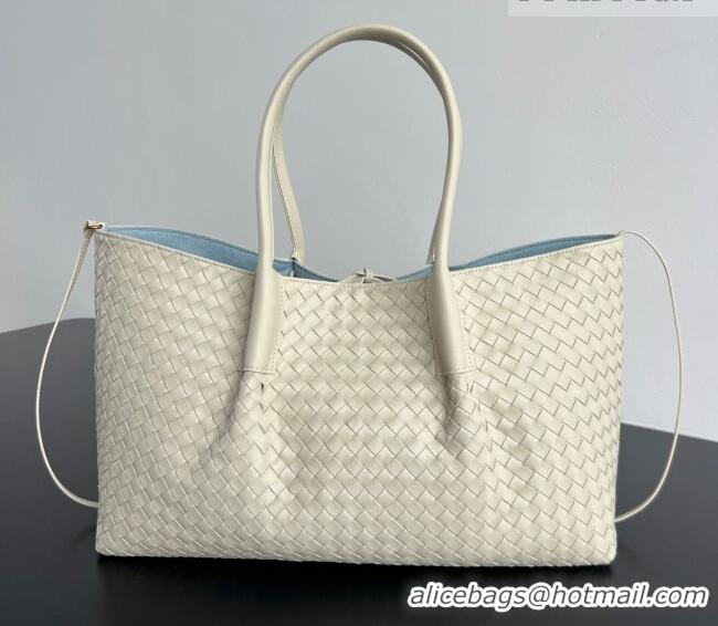 Modern Classic Bottega Veneta Medium Pinacoteca Tote Bag in Intrecciato Leather 817166 Sea Salt/Blue 2025