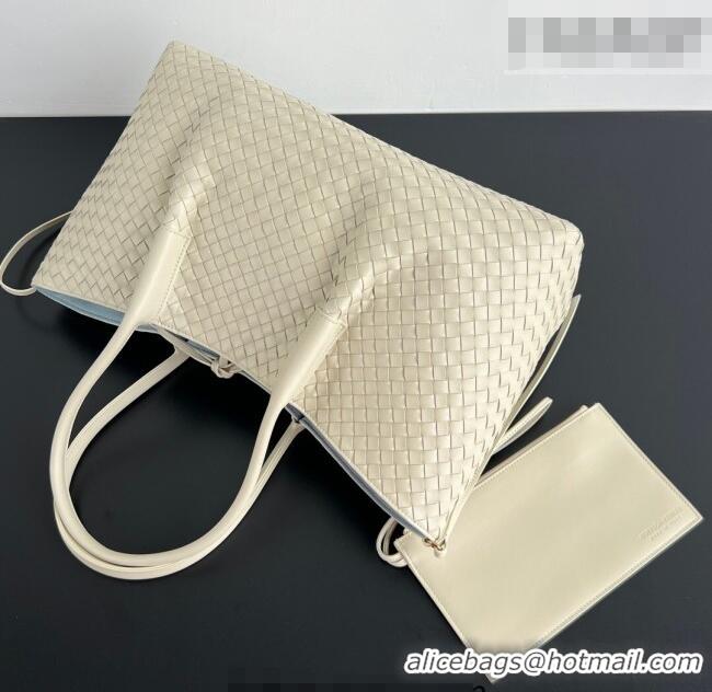 Modern Classic Bottega Veneta Medium Pinacoteca Tote Bag in Intrecciato Leather 817166 Sea Salt/Blue 2025