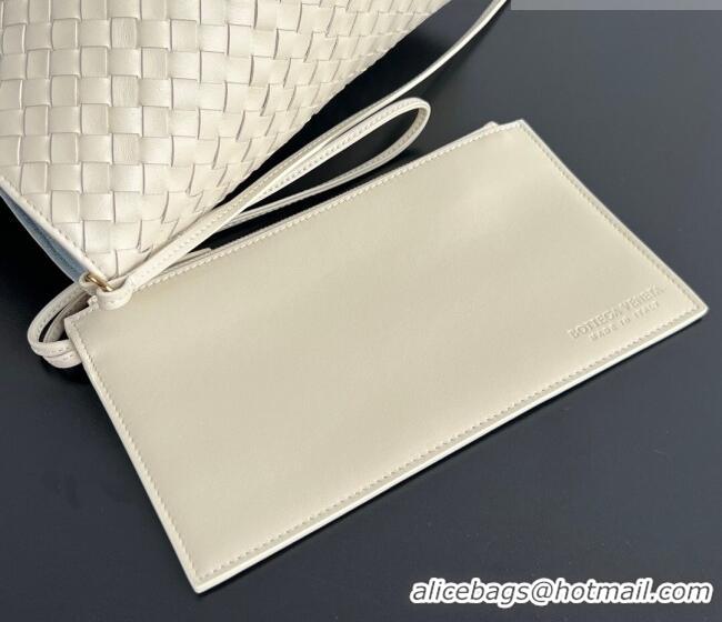 Modern Classic Bottega Veneta Medium Pinacoteca Tote Bag in Intrecciato Leather 817166 Sea Salt/Blue 2025