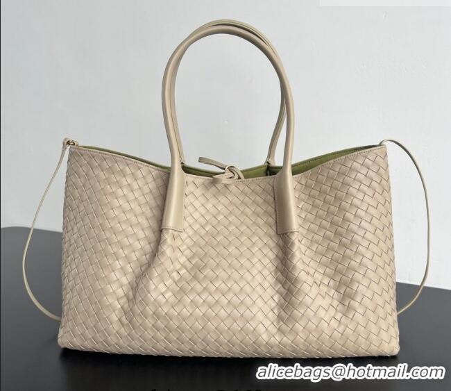 Super Quality Bottega Veneta Medium Pinacoteca Tote Bag in Intrecciato Leather 817166 Taupe/Green 2025