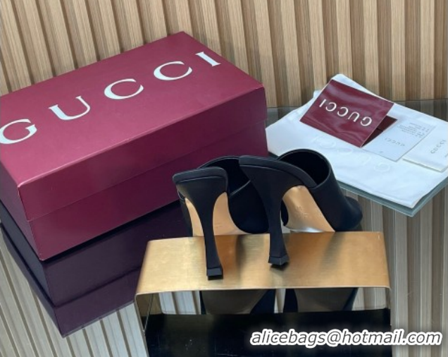 Best Grade Gucci Satin Heel Slides Sandal 10cm Black 856997 2026