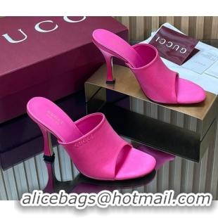 Most Popular Gucci Satin Heel Slides Sandal 10cm 856997 Fuchsia Pink 2026