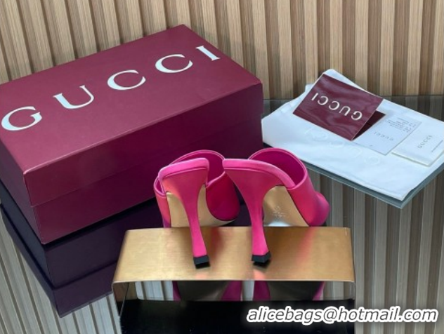 Most Popular Gucci Satin Heel Slides Sandal 10cm 856997 Fuchsia Pink 2026