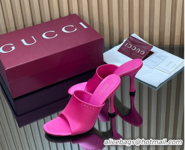 Most Popular Gucci Satin Heel Slides Sandal 10cm 856997 Fuchsia Pink 2026