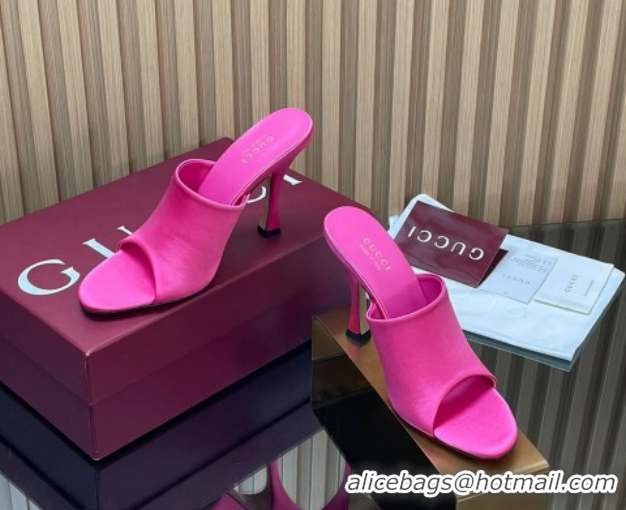 Most Popular Gucci Satin Heel Slides Sandal 10cm 856997 Fuchsia Pink 2026