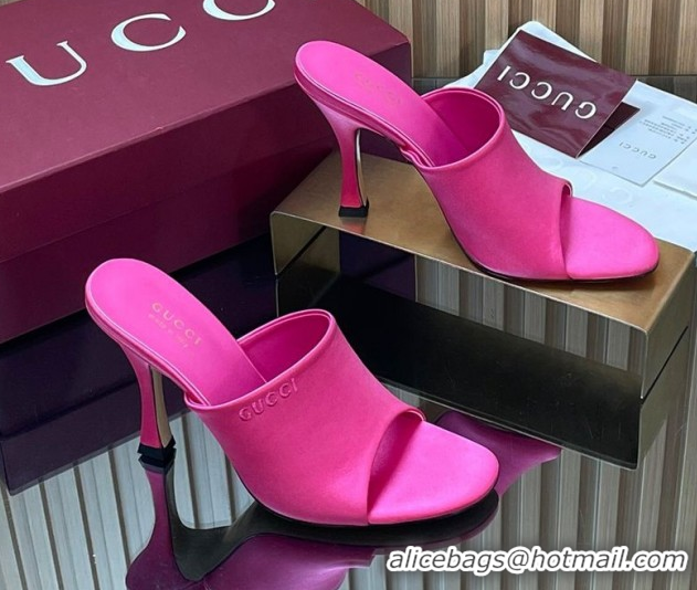 Most Popular Gucci Satin Heel Slides Sandal 10cm 856997 Fuchsia Pink 2026