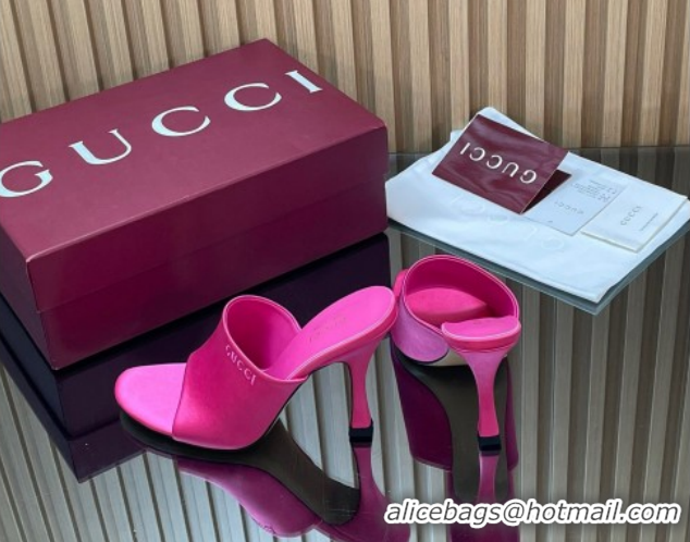Most Popular Gucci Satin Heel Slides Sandal 10cm 856997 Fuchsia Pink 2026