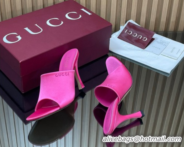 Most Popular Gucci Satin Heel Slides Sandal 10cm 856997 Fuchsia Pink 2026