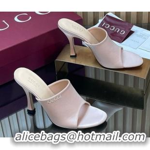 Low Price Gucci Satin Heel Slides Sandal 10cm 856997 Light Pink 2026