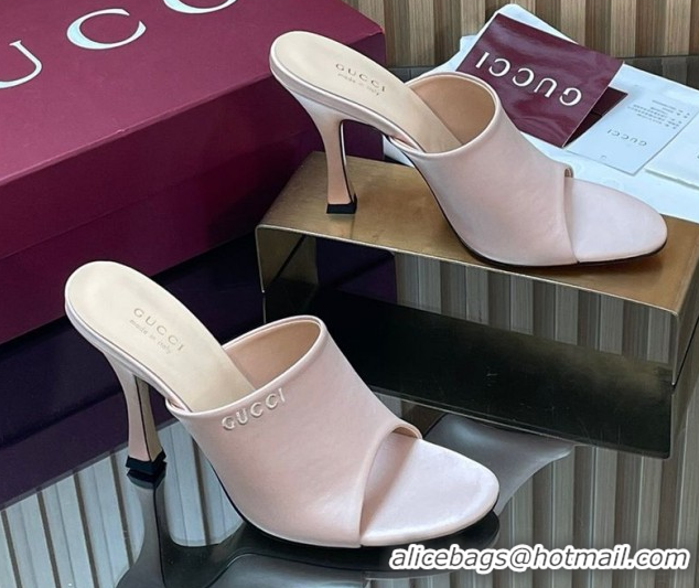 Low Price Gucci Satin Heel Slides Sandal 10cm 856997 Light Pink 2026