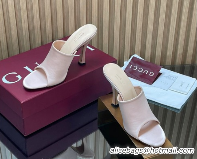 Low Price Gucci Satin Heel Slides Sandal 10cm 856997 Light Pink 2026