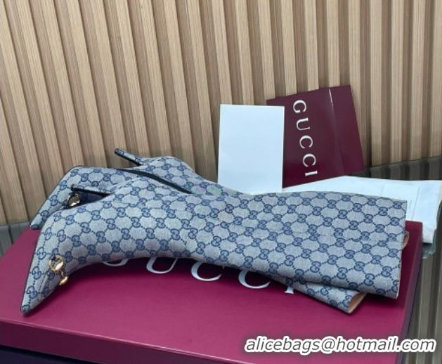 Charming Gucci GG Canvas Heel High Boots 10cm with Horsebit 835738 Grey 2026