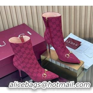 Shop Duplicate Gucci GG Canvas Heel Ankle Boots 10cm with Horsebit 835741 Red 2026