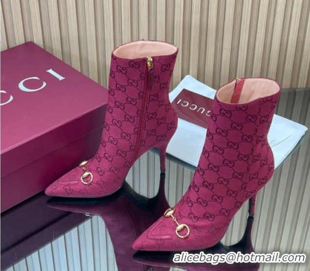 Shop Duplicate Gucci GG Canvas Heel Ankle Boots 10cm with Horsebit 835741 Red 2026