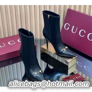 Popular Style Gucci Leather Heel Ankle Boots 10cm with Horsebit 835741 Black 2026