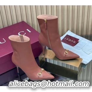 Stylish Gucci Leather Heel Ankle Boots 10cm with Horsebit 835741 Brown 2026